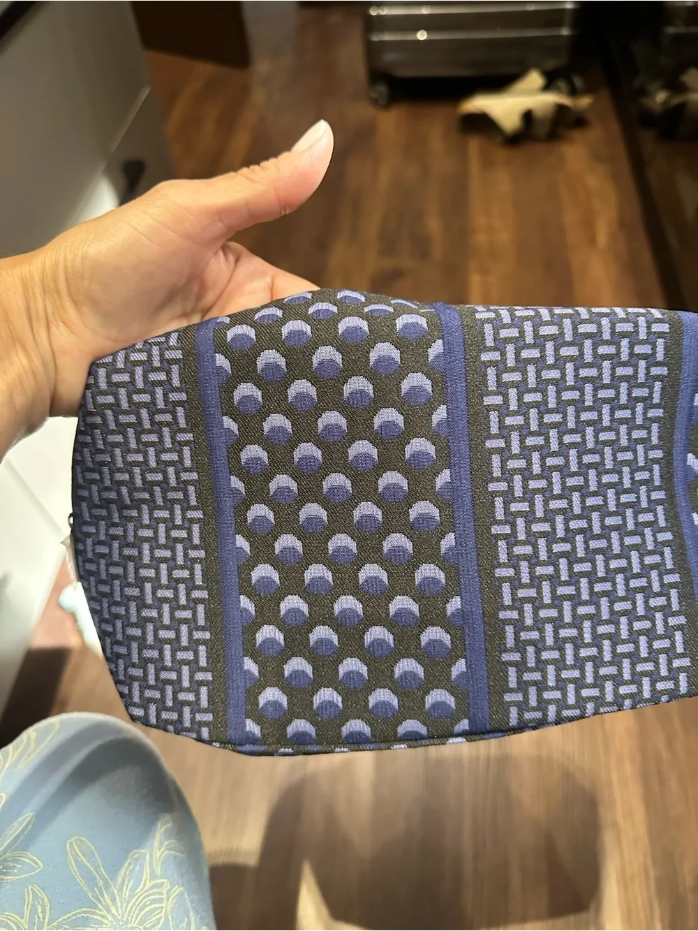 Bulgari Blue and Black Patterned Cosmetic Pouch